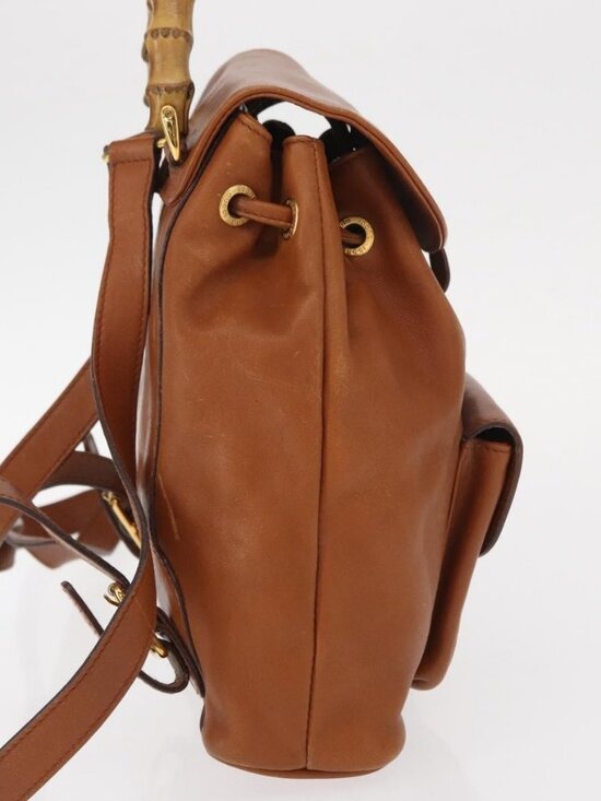 GUCCI Bamboo Backpack Leather Brown Gold 003 1956 0030 Auth 153732 main image 13